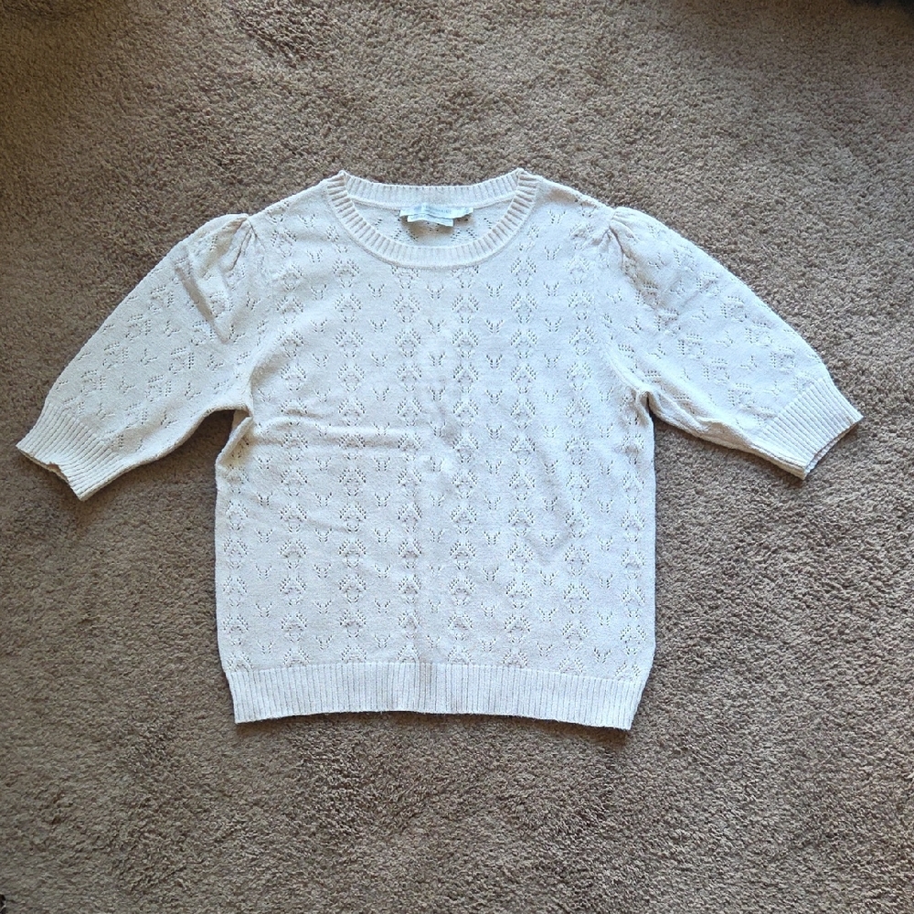 Simons Women's Cream Knit Crew Neck Sweater